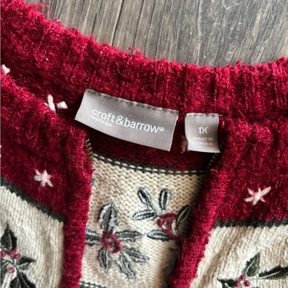 Vintage Croft & Barrow Christmas Sweater with zip closure - Picture 3 of 4